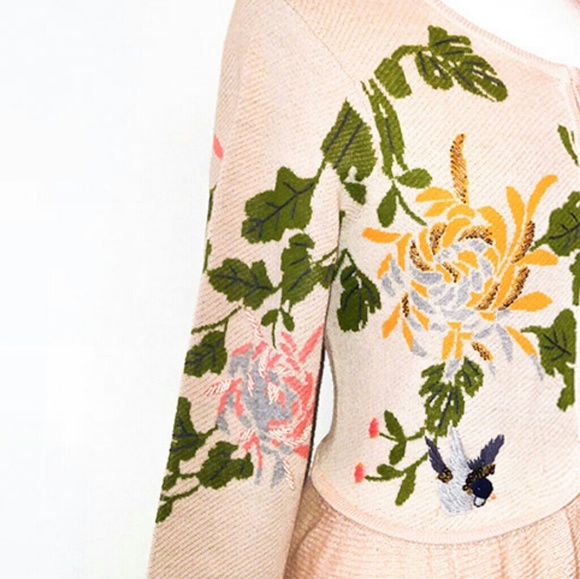 HP Rare Floral Anthropologie Bird Cardigan Sweater - Picture 8 of 8